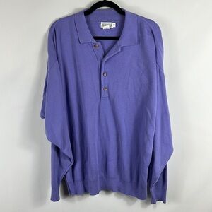 J Peterman Company Mens Long Sleeve Lilac Henley Sweater Size M